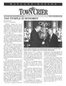 Newspaper article "Tao Temple is Honored"