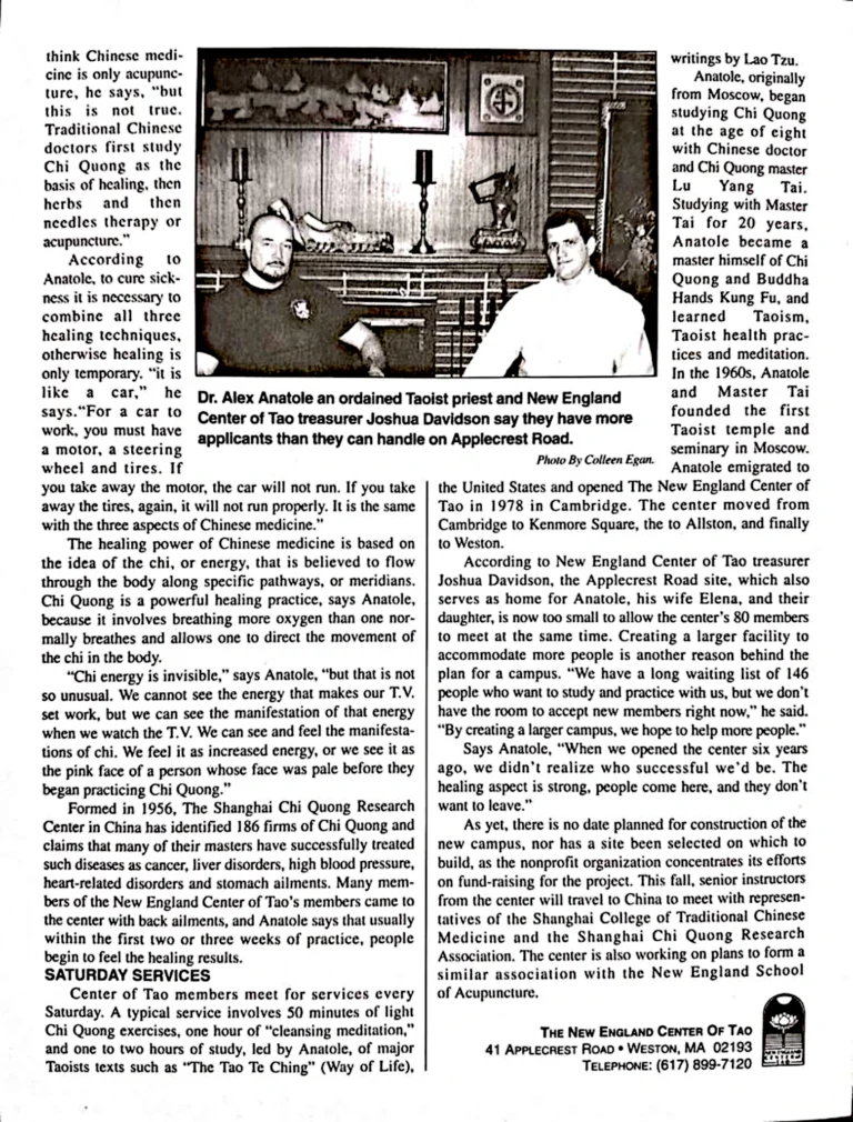 Scan of the article "Taoist Center Plans To Expand" part #2